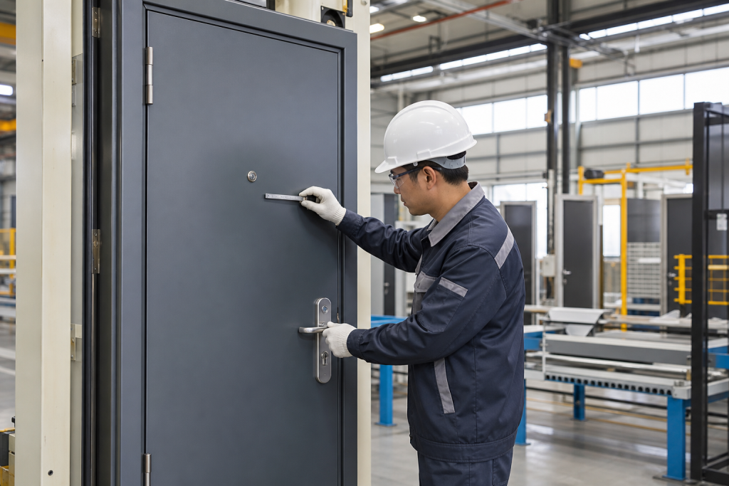 Representative steel door quality inspection